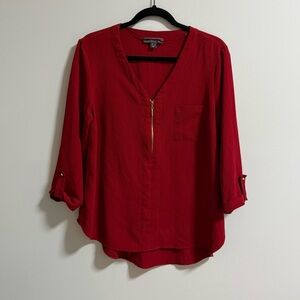 Primark Red V-Neck Blouse with Zipper